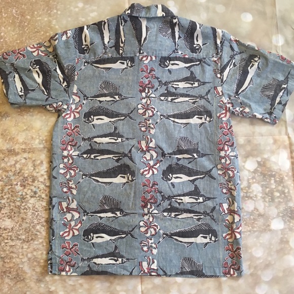 Kahala Hawaiian ButtonDown Fish Flower Print Shirt - Picture 5 of 5